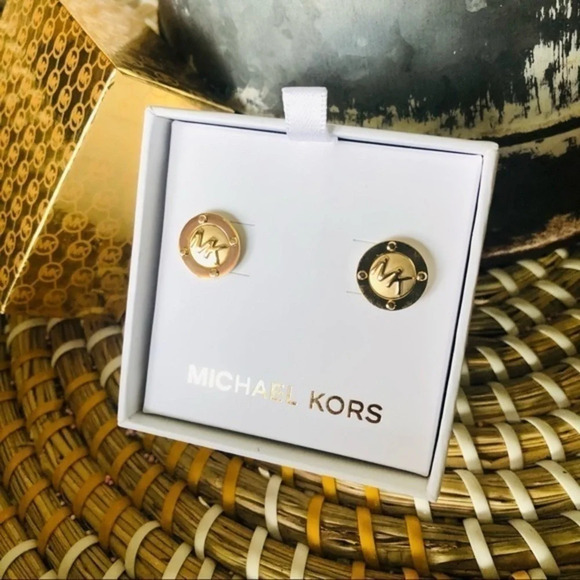 Michael Kors Gold Logo Stud Earrings NWT - Picture 3 of 3